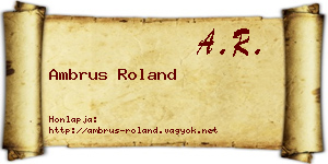 Ambrus Roland névjegykártya